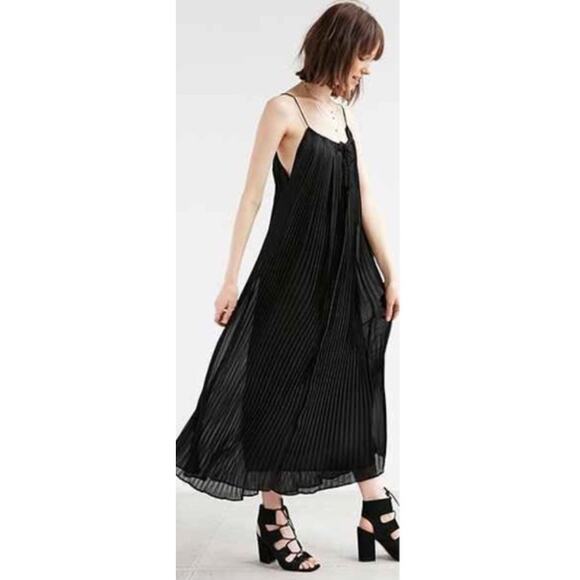 Carolina K Black Pleated Halter Maxi Dress Small - Picture 2 of 12